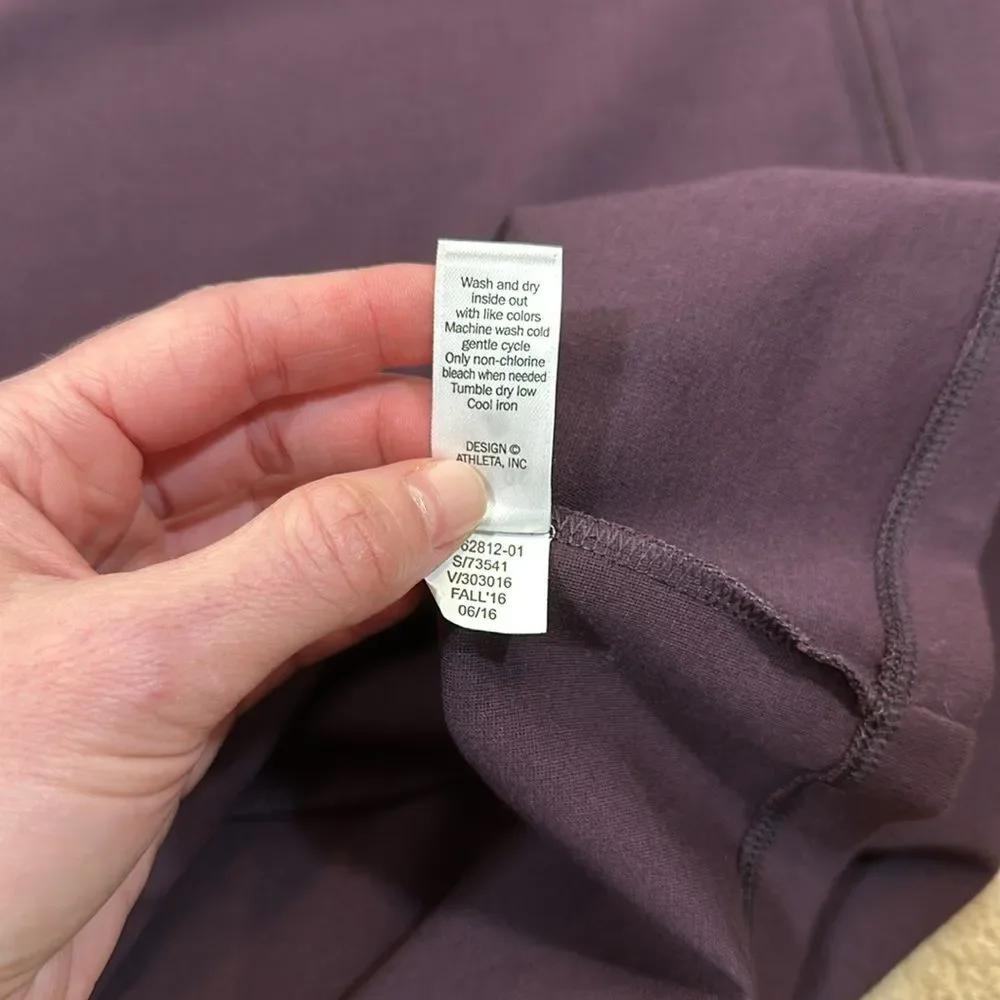 Athleta Purple Midi Longsleeve Crew Neck Ponte Zip Stretch Dress Women Medium